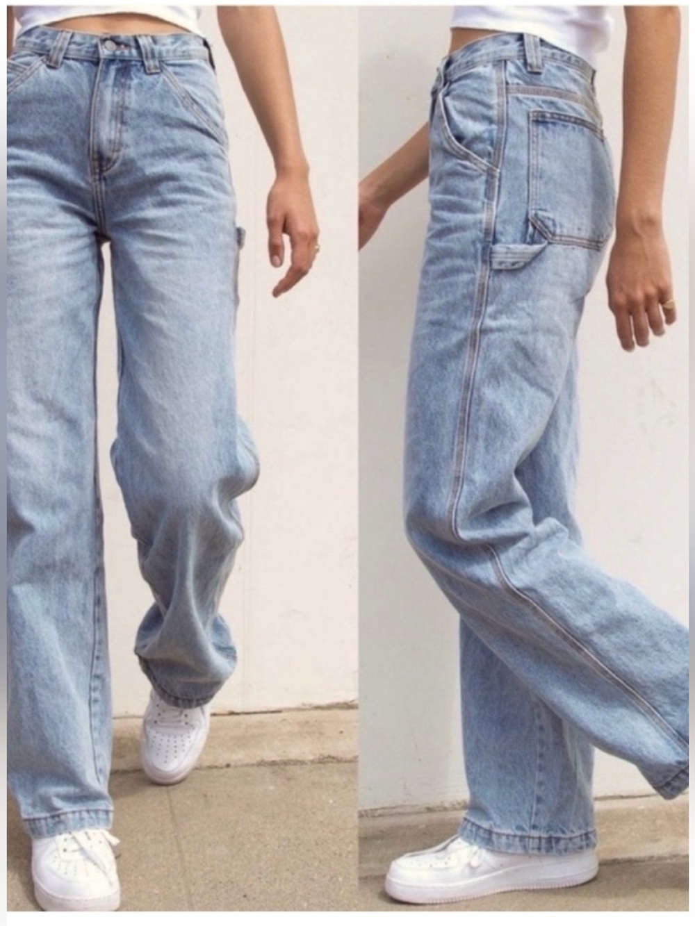 Brandy Melville John Galt Painter Light Wash Cotton Denim Carpenter Jeans